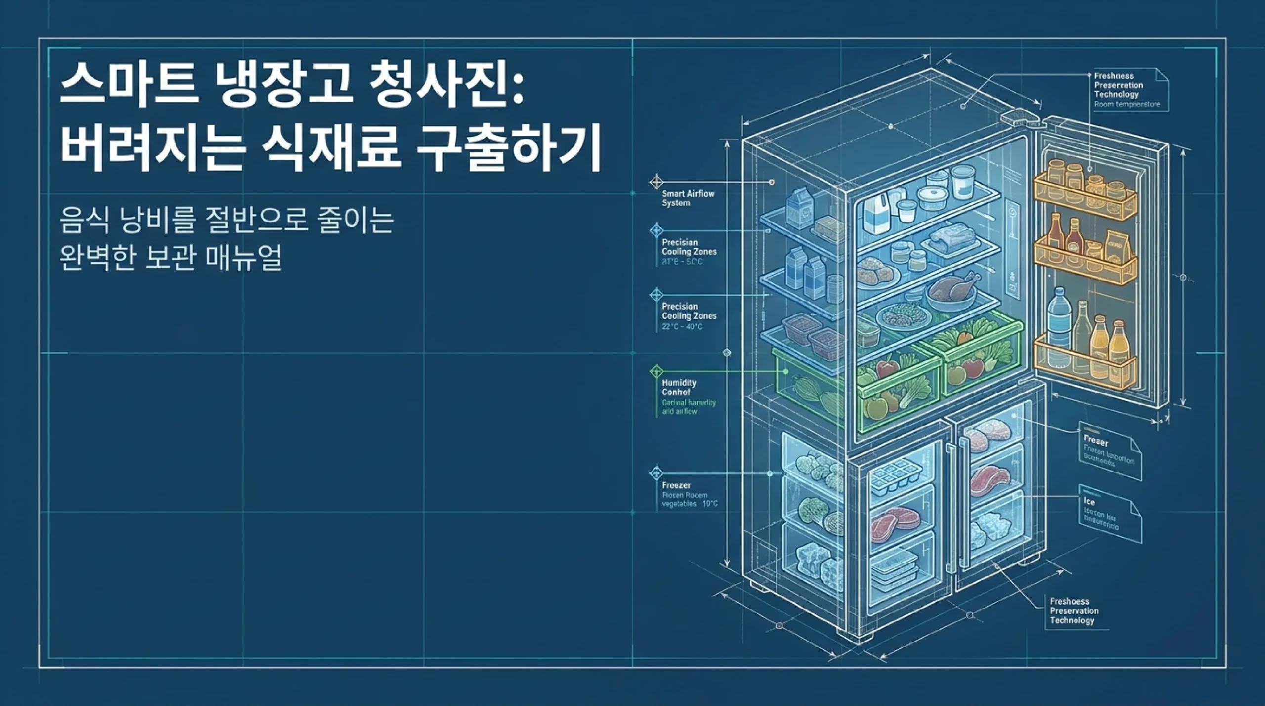 냉장고 식재료 보관법 완벽 가이드 — 채소·육류·과일·유제품·냉동 보관 총정리 타이틀