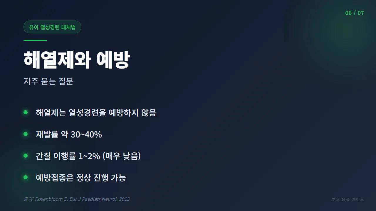 해열제와 재발률, 간질 이행률 등 자주 묻는 질문