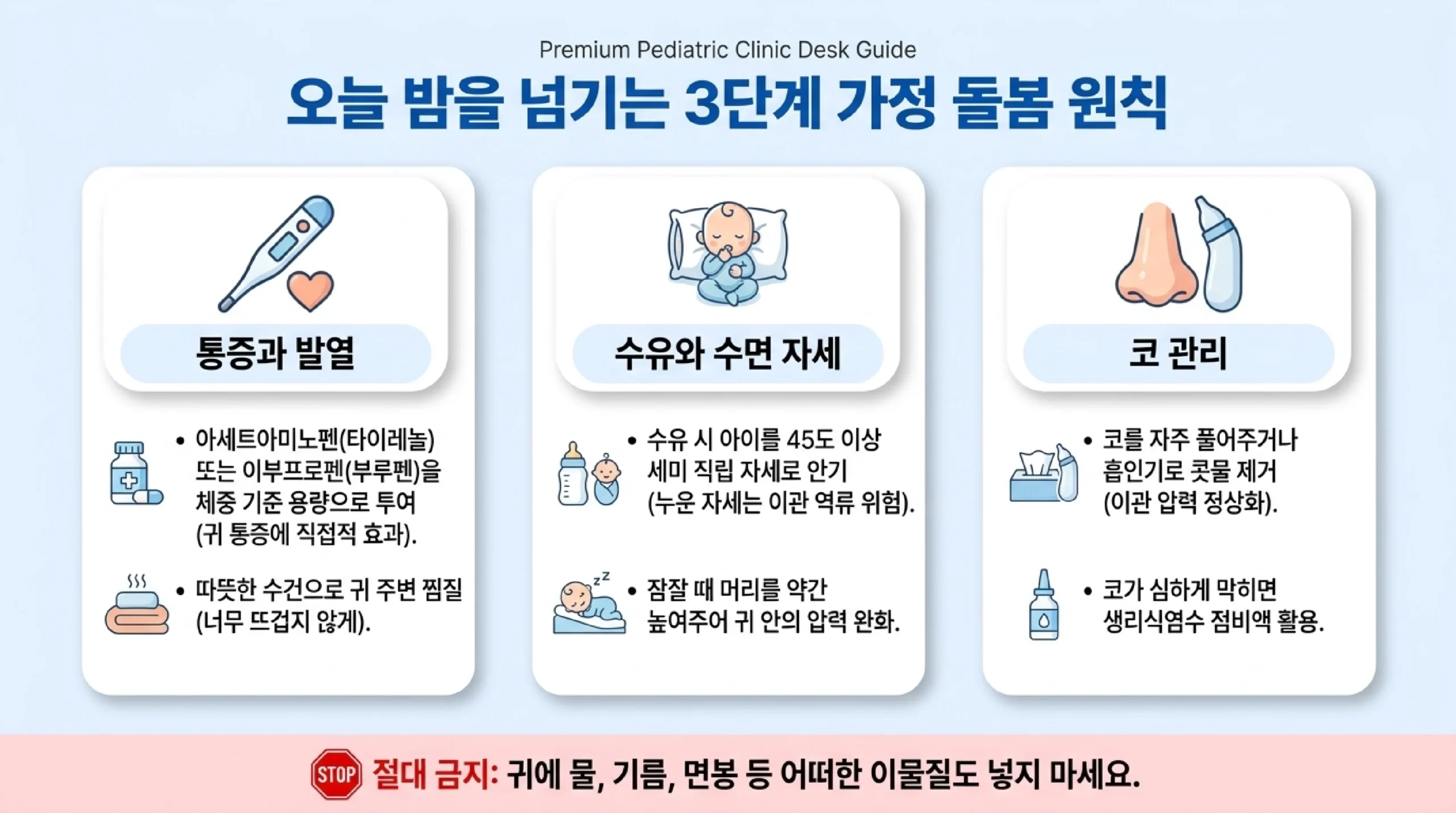영유아 중이염 예방법 5가지 — 폐렴구균 백신, 모유수유 23% 감소, 자세 교정, 간접흡연 차단