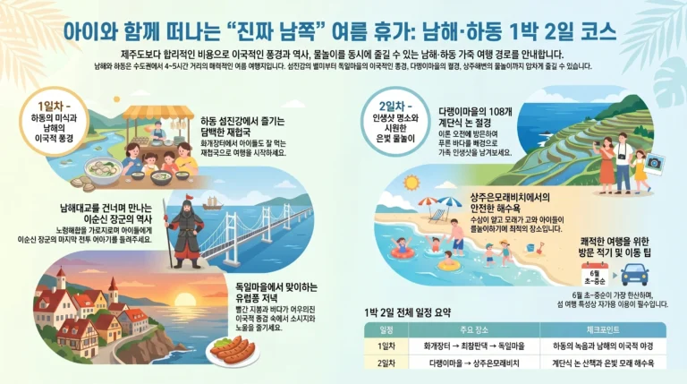 남해·하동 여름 가족 여행 — 다랭이마을·독일마을·섬진강에서 아이와 1박2일