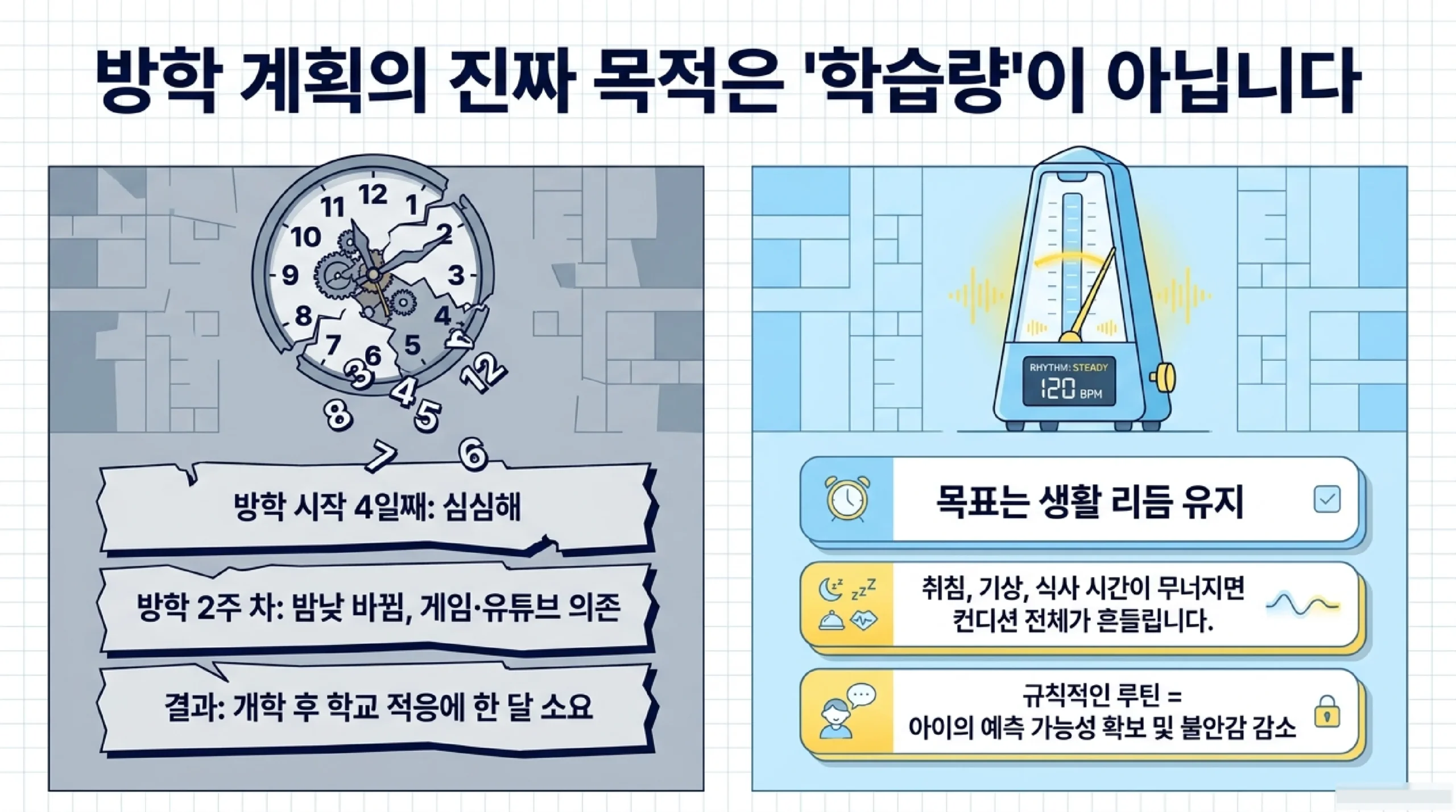 방학 생활 계획이 필요한 이유 — 공부량 아닌 생활 리듬 유지가 핵심