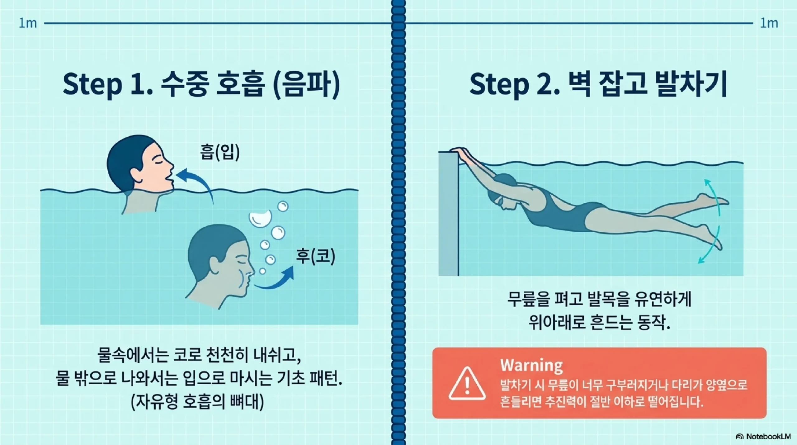 수영 물 적응 — 수중 호흡 기초와 킥보드 발차기 입문 2주 과정