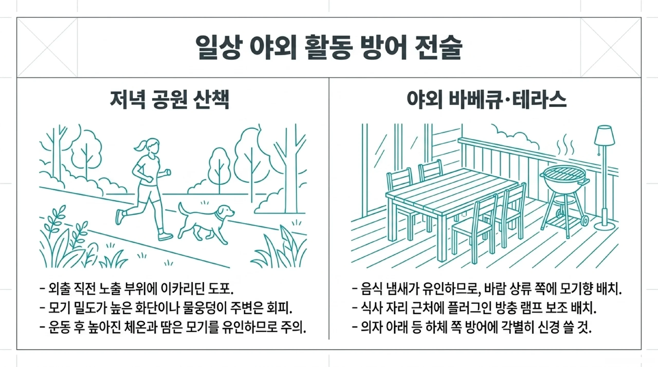 캠핑 모기 퇴치 전략 — DEET·퍼메트린·모기향 복합 사용법과 시간대별 대응