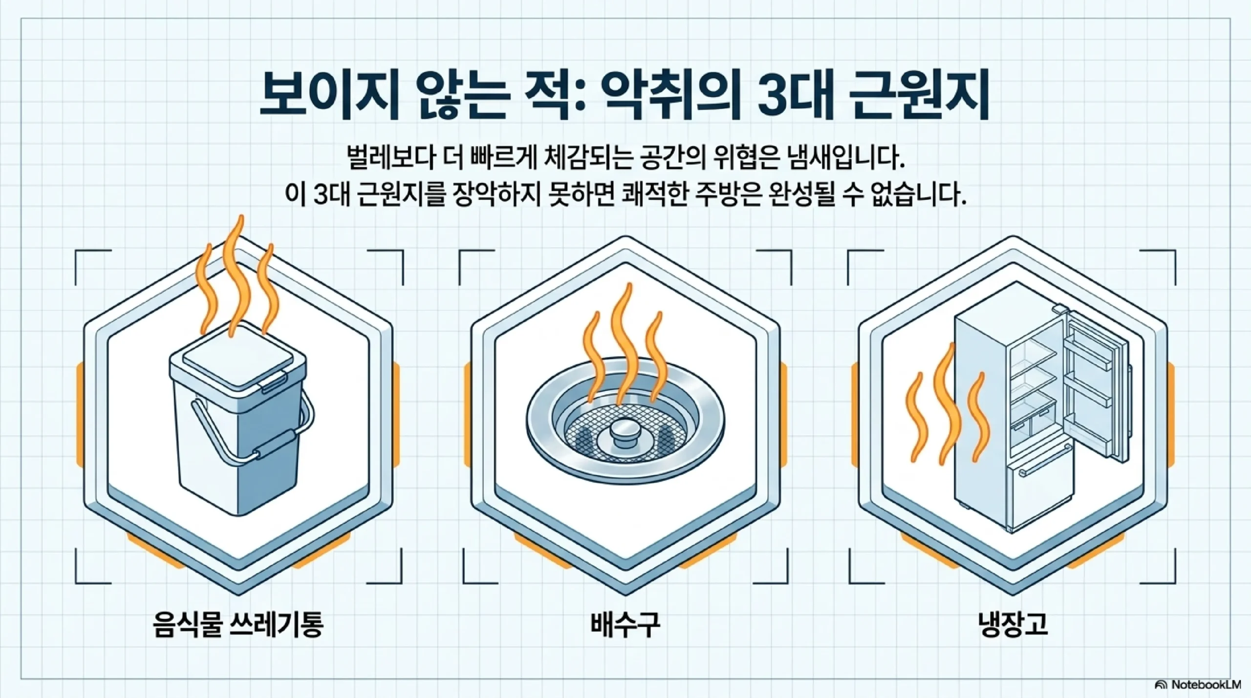 주방 배수구·냉장고 냄새 제거법 — 베이킹소다·활성탄·커피 찌꺼기 활용
