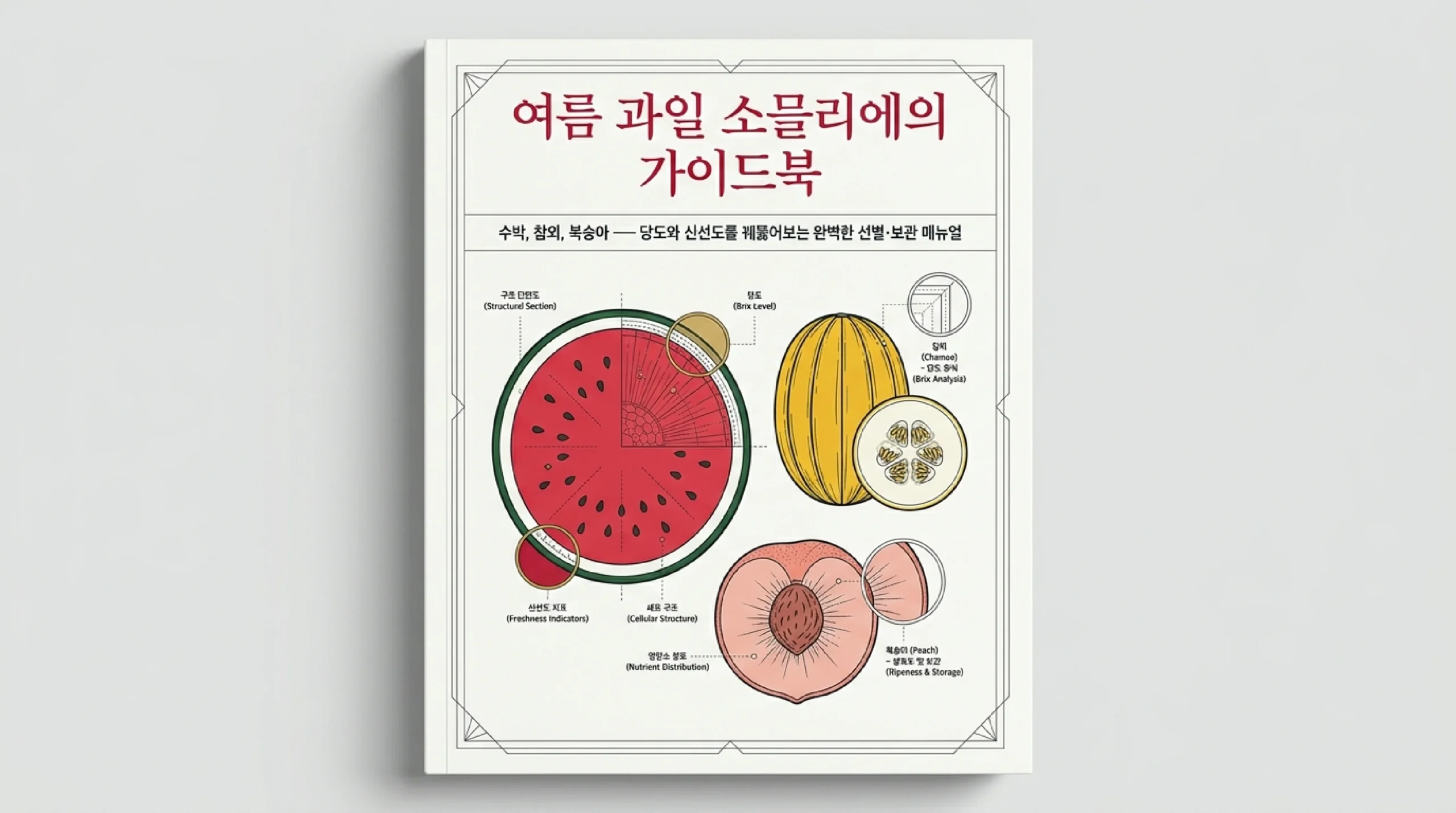 수박·참외·복숭아 여름 과일 고르는 법 인포그래픽 — 당도·신선도 구별 핵심 요약