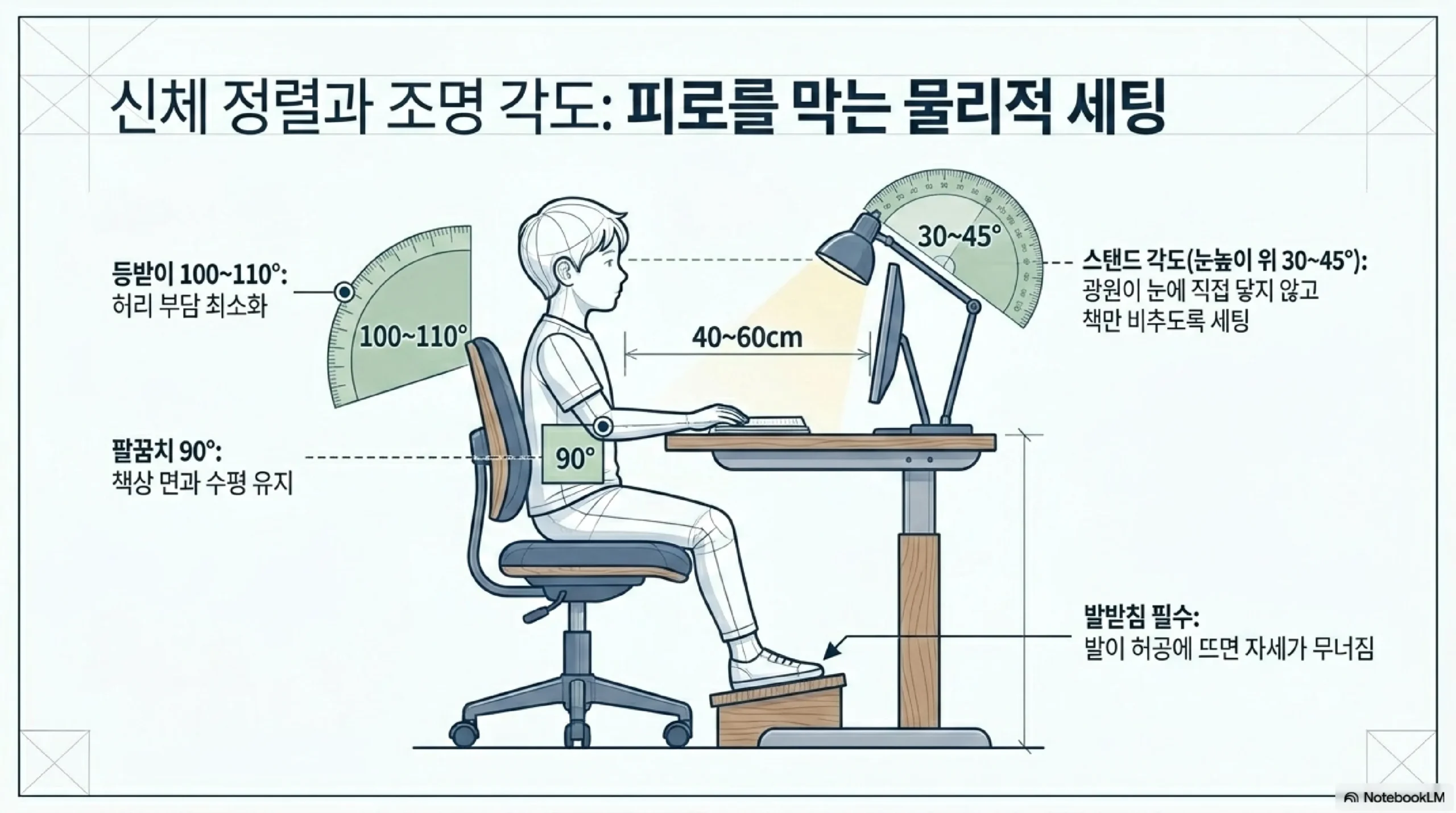 공부 집중력을 높이는 올바른 책상 위치 — 창문 왼쪽 측면 배치와 침대 시야 분리법
