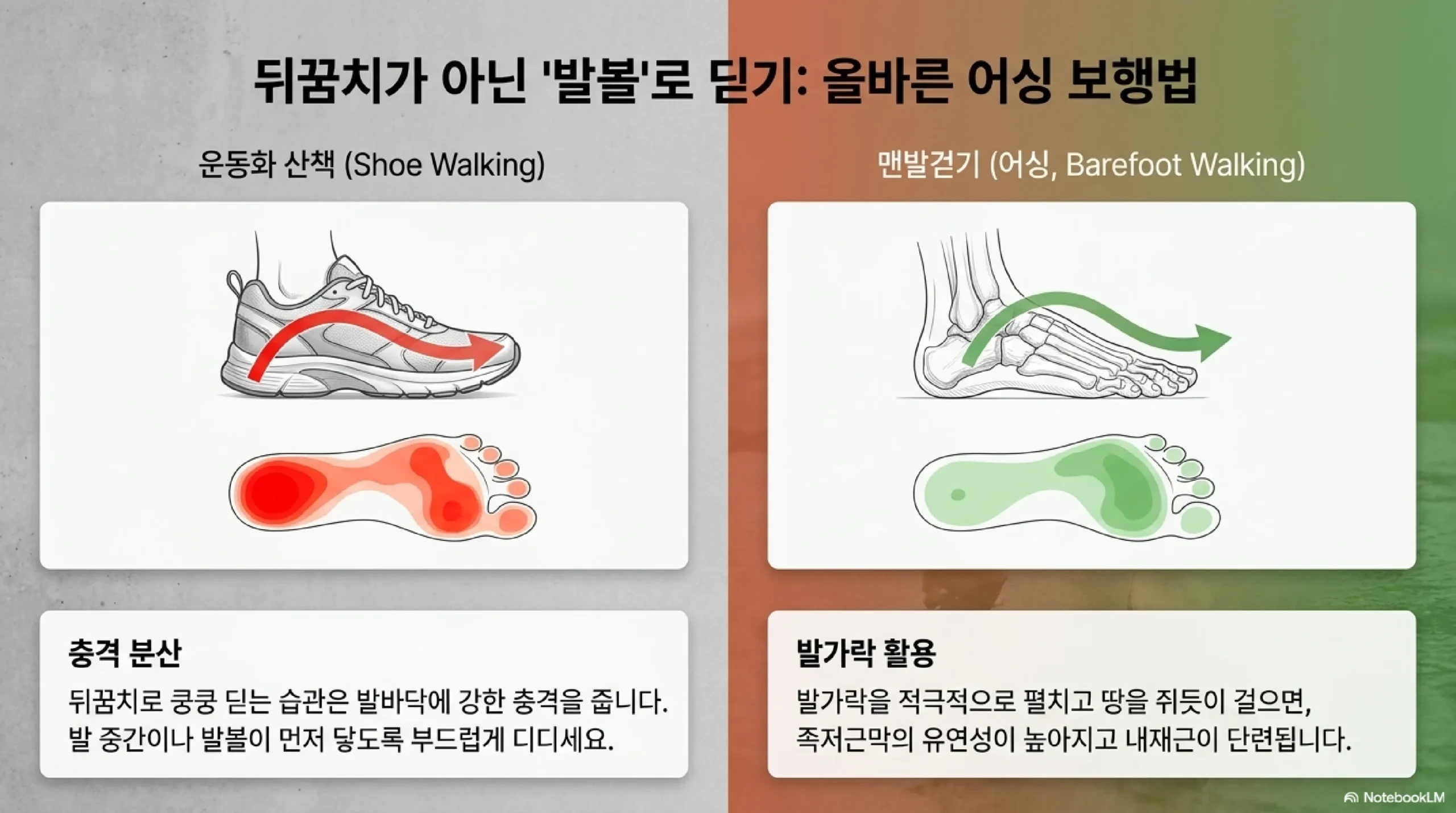 맨발걷기 좋은 표면 비교 — 잔디·흙·모래 전도성 높은 순서와 아스팔트 피해야 하는 이유
