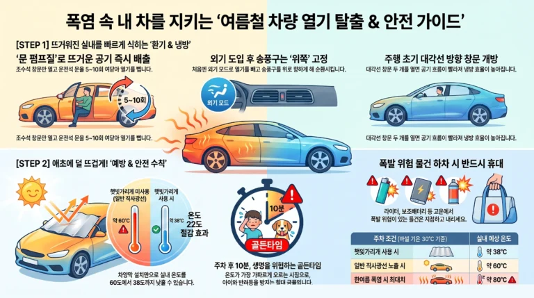 여름 차량 실내 온도 빨리 낮추는 법 — 뜨거운 차 관리 요령