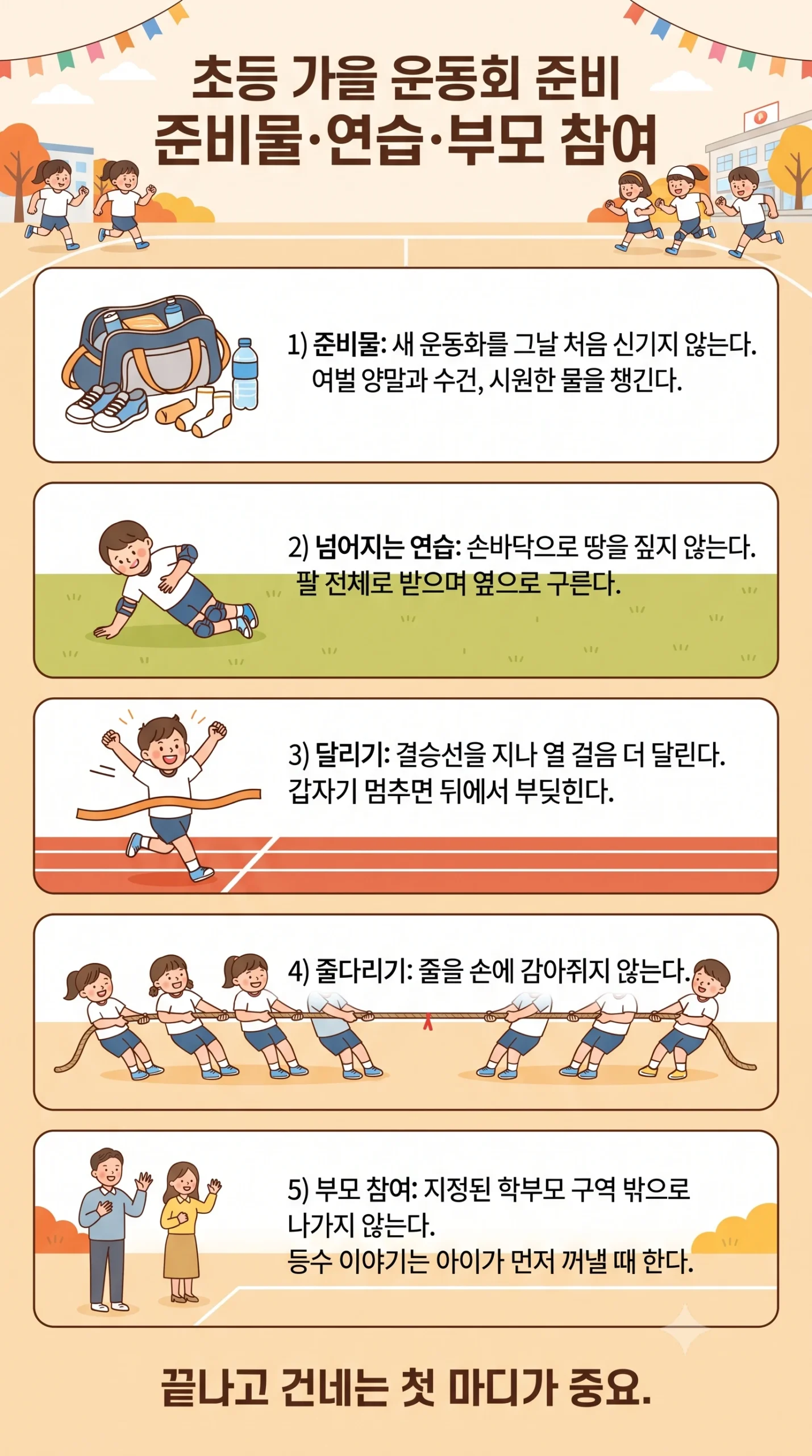 초등 가을 운동회 준비 — 준비물·부모 참여와 다치지 않게 연습할 것