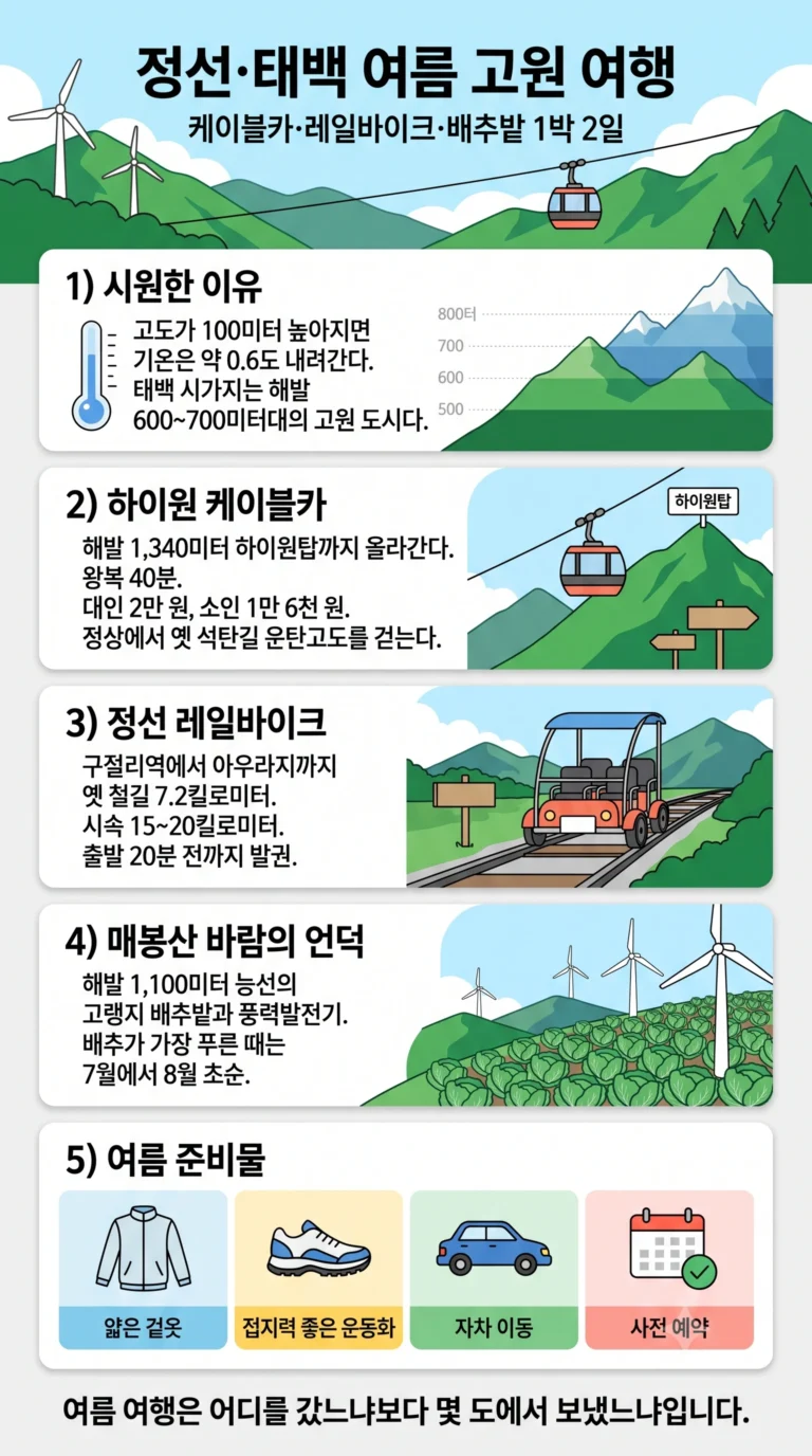 정선·태백 여름 고원 여행 — 하이원·태백산·레일바이크로 즐기는 시원한 고지대