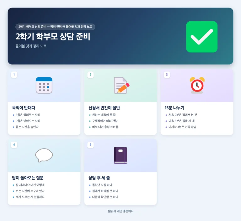 2학기 학부모 상담 준비 — 담임 면담 때 물어볼 것과 정리 노트