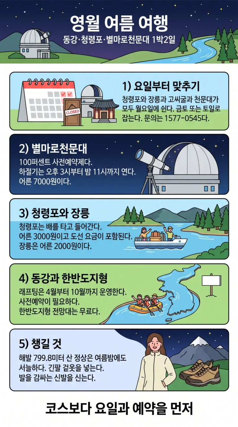 영월 여름 여행 — 동강·청령포·별마로천문대 별 보는 1박2일 코스