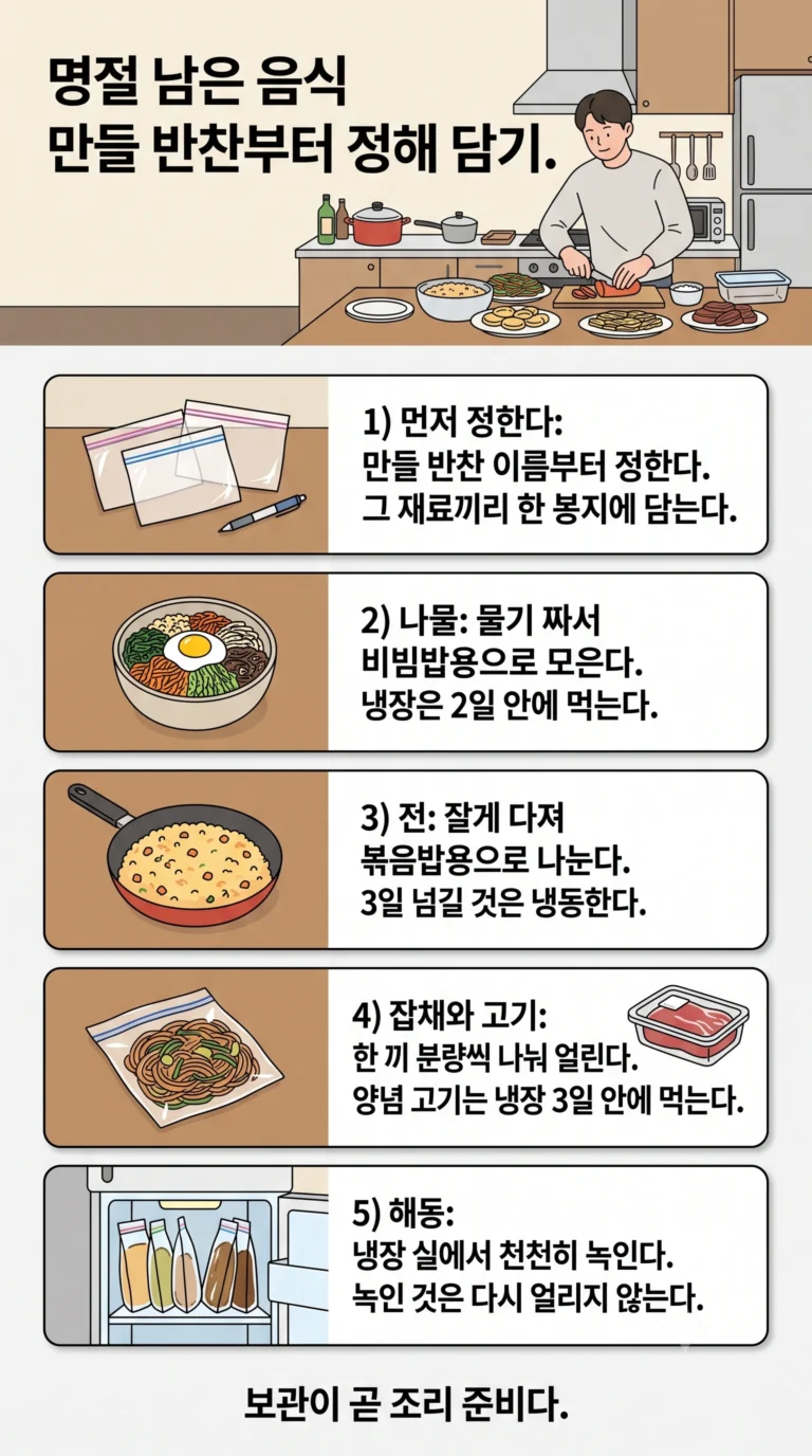 명절 남은 음식 — 만들 반찬부터 정하고 그것끼리 나눠 담는 보관법