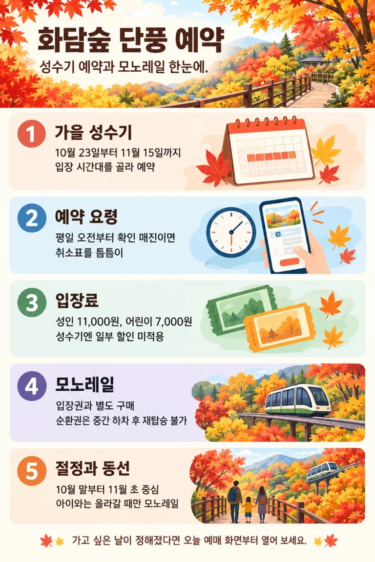화담숲 단풍 예약 — 정원제 예약 요령·모노레일과 절정 시기 관람 코스