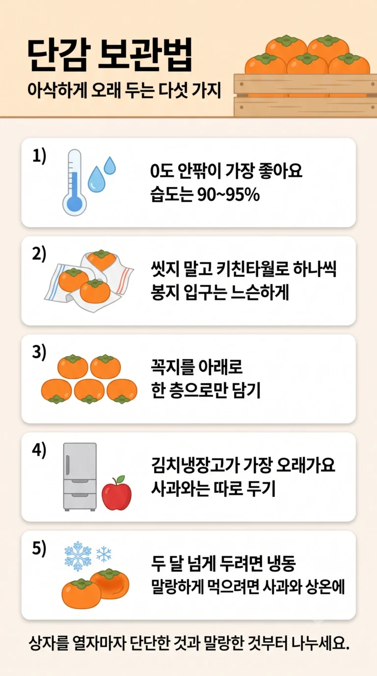 단감 보관법 — 딱딱하게 오래 두는 법과 홍시로 익히는 법